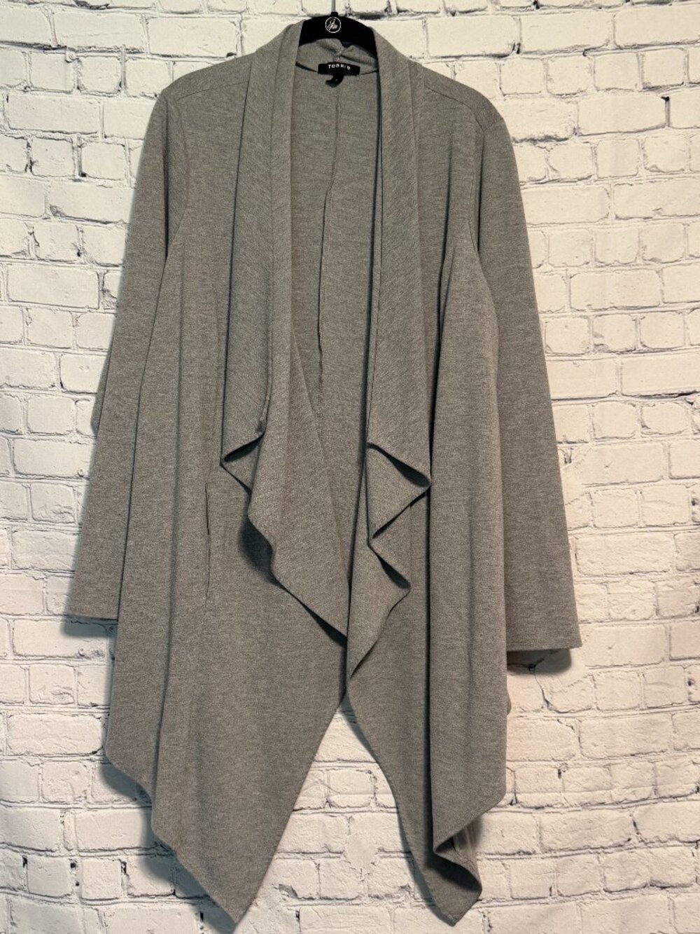 Torrid Women's Open Front Cardigan Size 2 (18/20) Grey Shawl Neck Uneven Hem